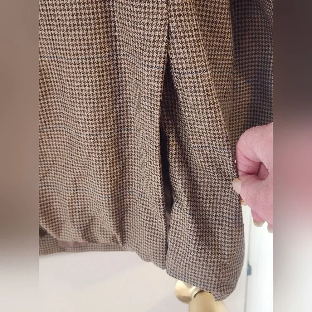 Joseph Abboud Nordstrom 42L Brown Herringbone 2 Buttons SILK WOOL Men Blazer